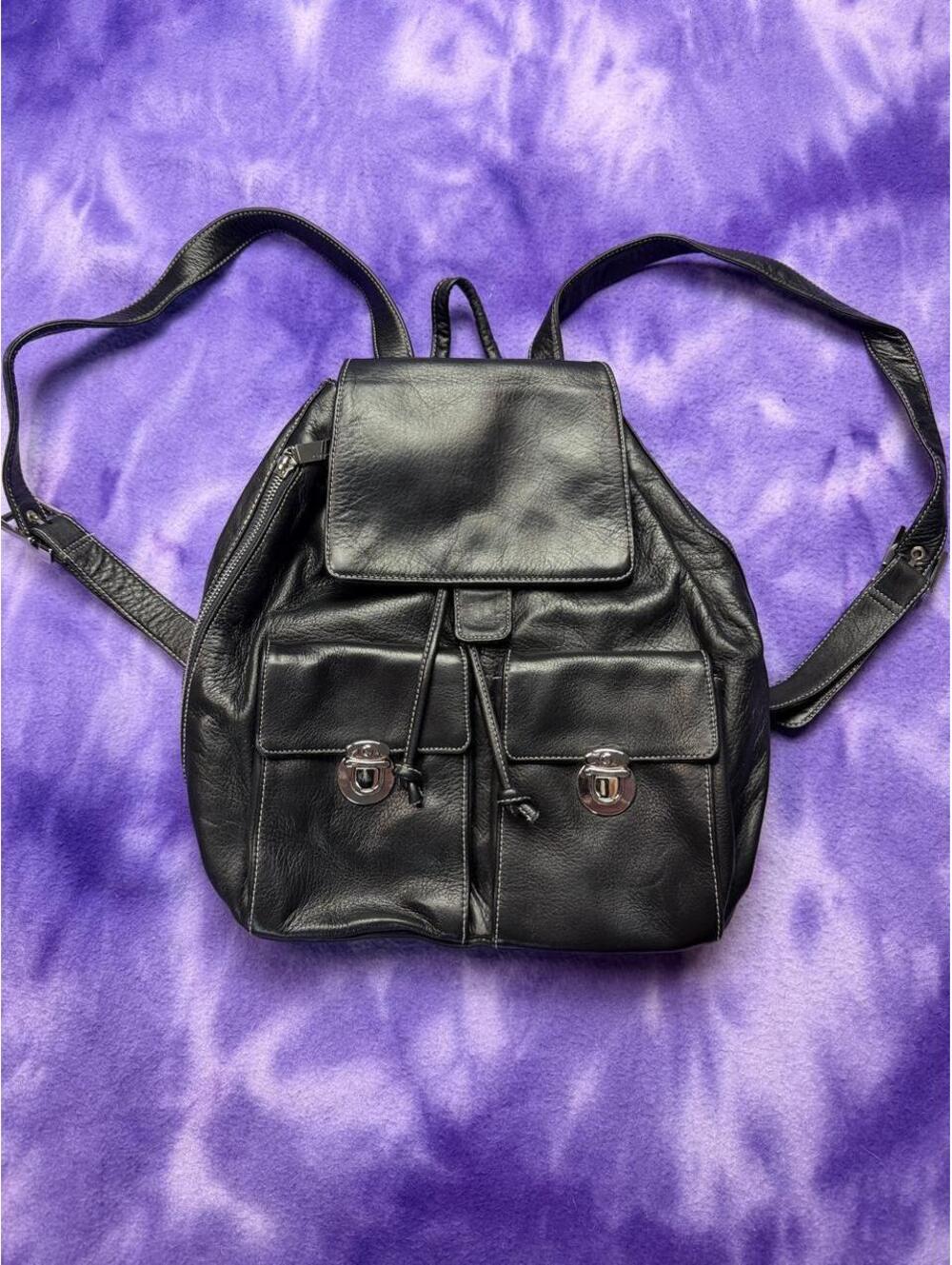 Perlina black 90s y2k super soft leather backpack
